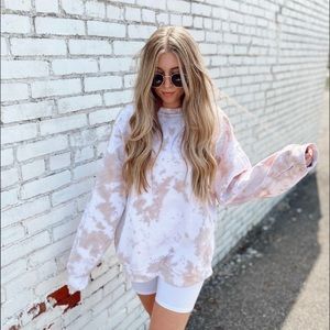 Oversized White Tiedye Sweatshirt - Oat Honey